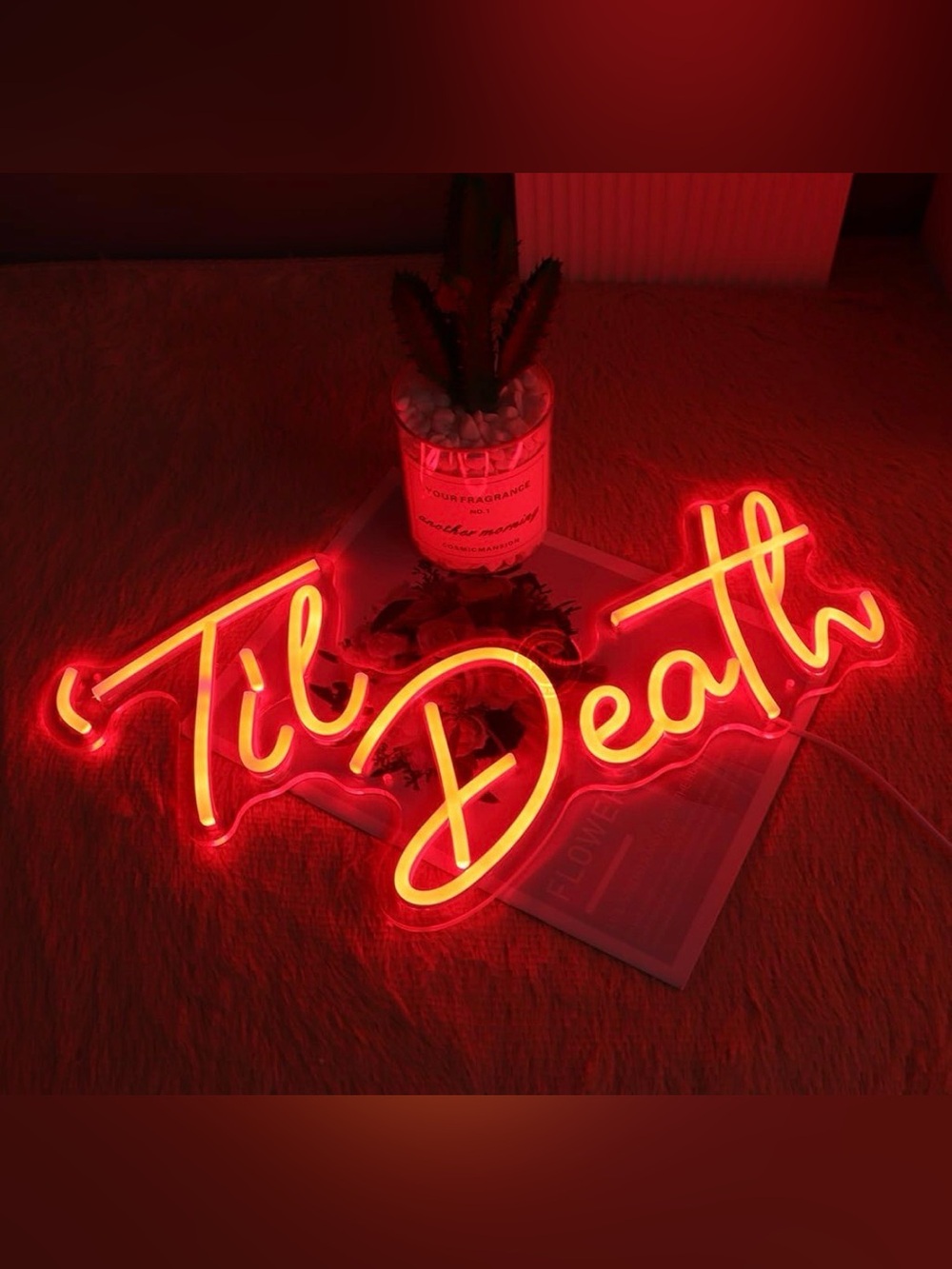 Red Neon 'Til Death Script Dimmable Sign - Picture 2 of 4
